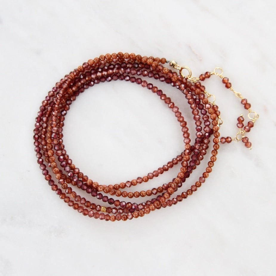 BRC-18K Ombre Sunstone Wrap Bracelet & Necklace