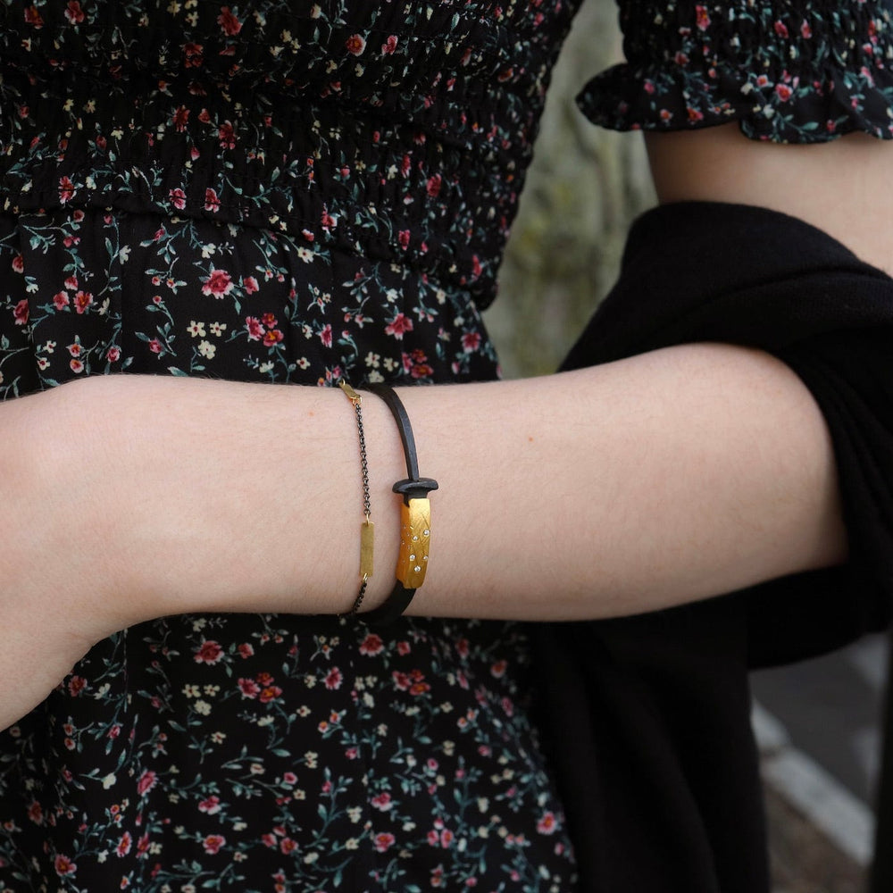 BRC-18K Oxidized Sterling Silver & 18k Gold Morse Bracelet