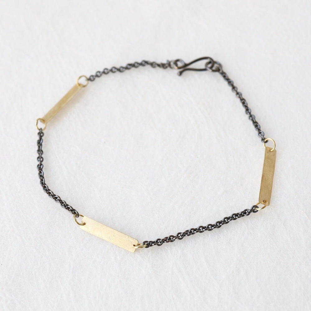 BRC-18K Oxidized Sterling Silver & 18k Gold Morse Bracelet