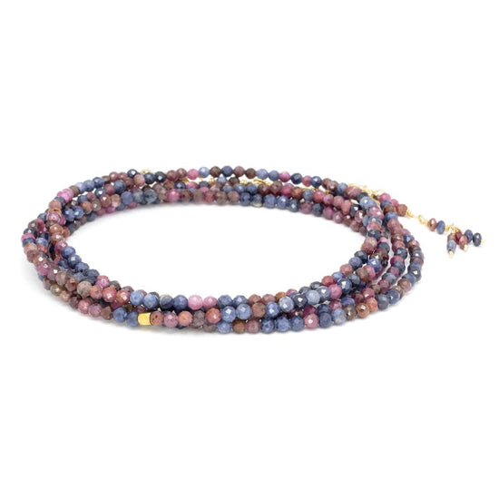 BRC-18K Pink & Blue Sapphire Wrap Bracelet & Necklace