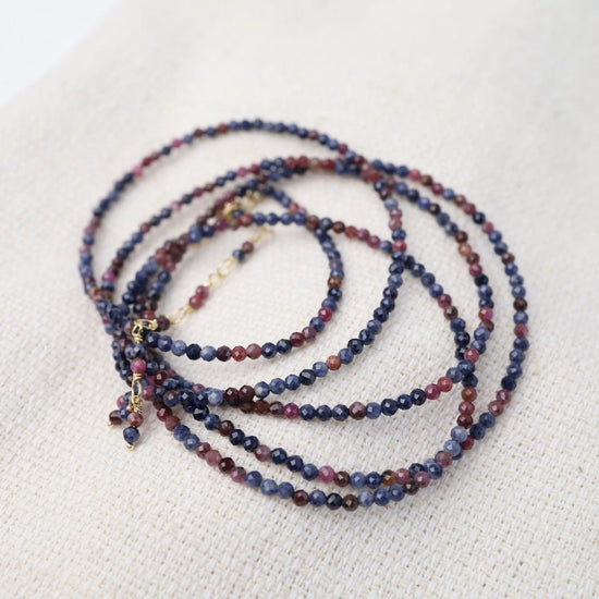 BRC-18K Pink & Blue Sapphire Wrap Bracelet & Necklace