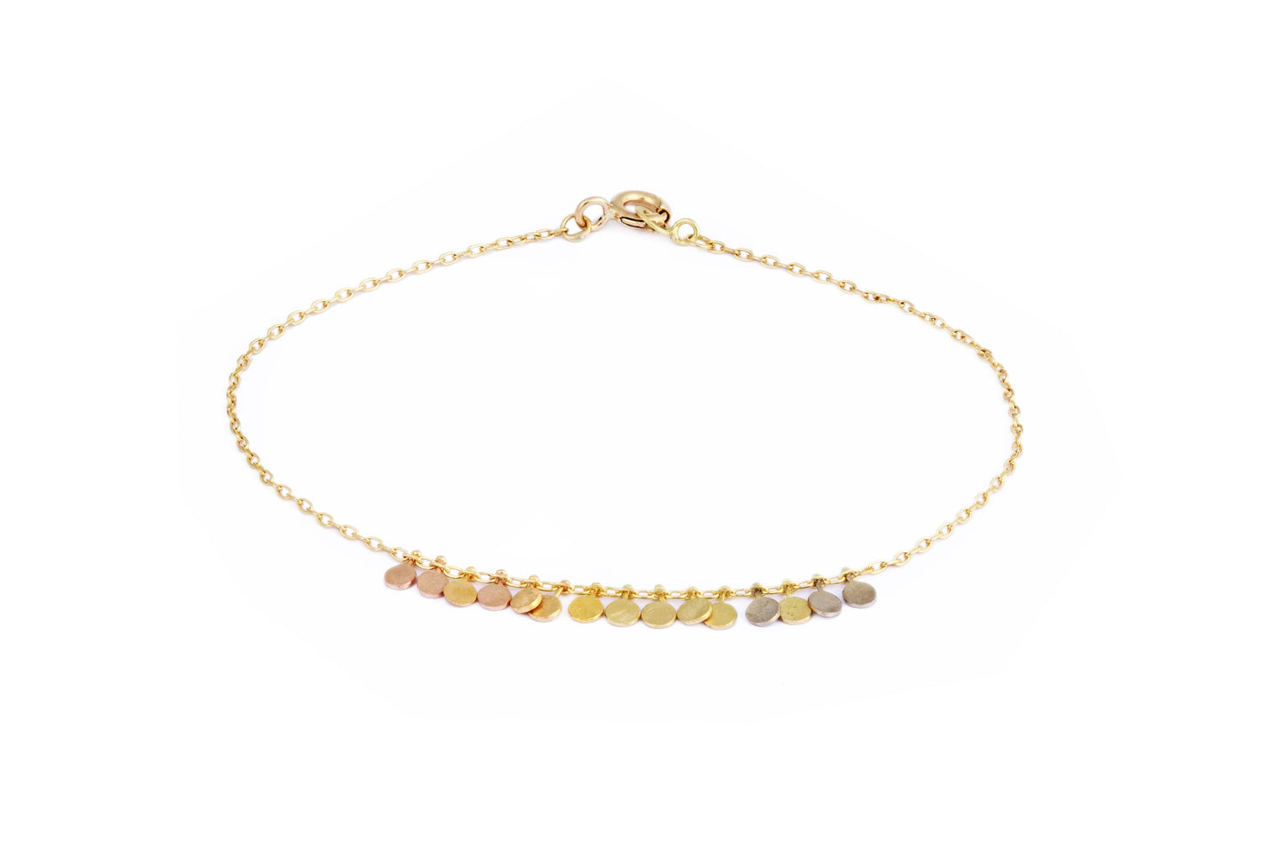 BRC-18K Rainbow Gold Dots Arc Bracelet