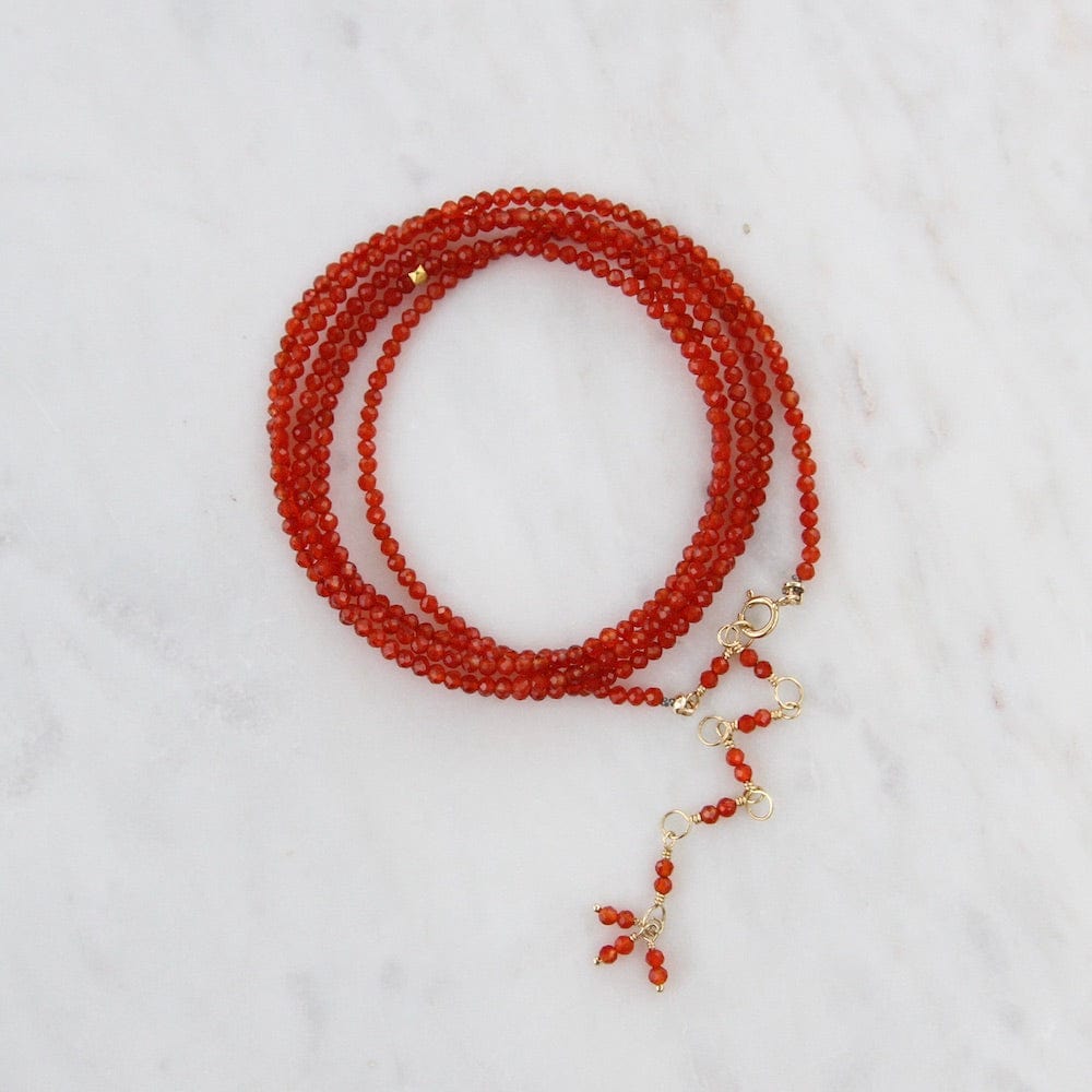 BRC-18K Red Carnelian Wrap Bracelet & Necklace