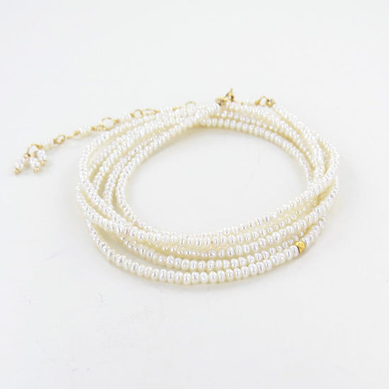 BRC-18K White Pearl Wrap Bracelet & Necklace