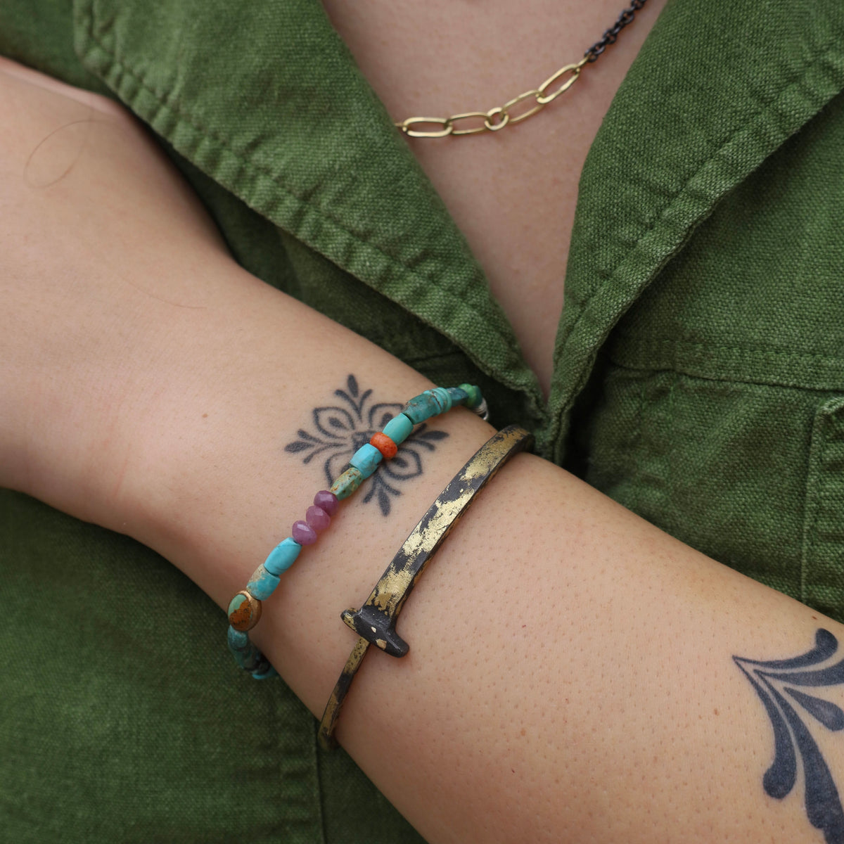 BRC-22K Pat Flynn Iron Nail Bracelet with 22k Yellow Gold Dust