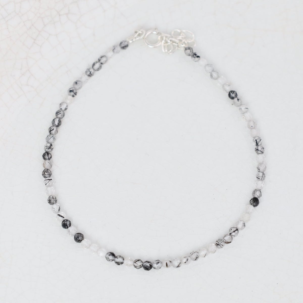 BRC 2mm Simple Stone Bracelet 7-8" - Black Rutile