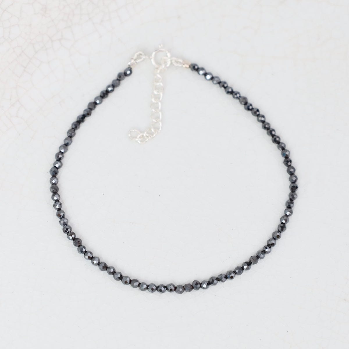 BRC 2mm Simple Stone Bracelet 7-8" - Black Spinel