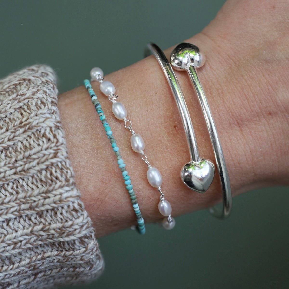 BRC 2mm Simple Stone Bracelet 7" -  Turquoise