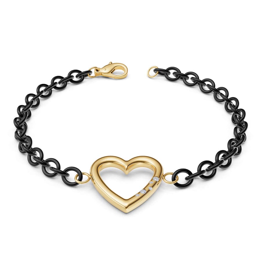 3.8mm Stainless Steel Black Heart Chain Bracelet – Dandelion Jewelry