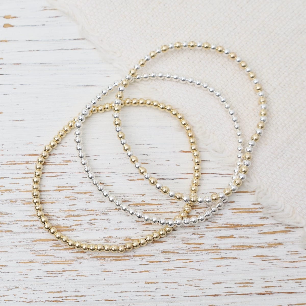 BRC 3mm Classic Ball Bracelet in Silver, Gold, or Two Tone