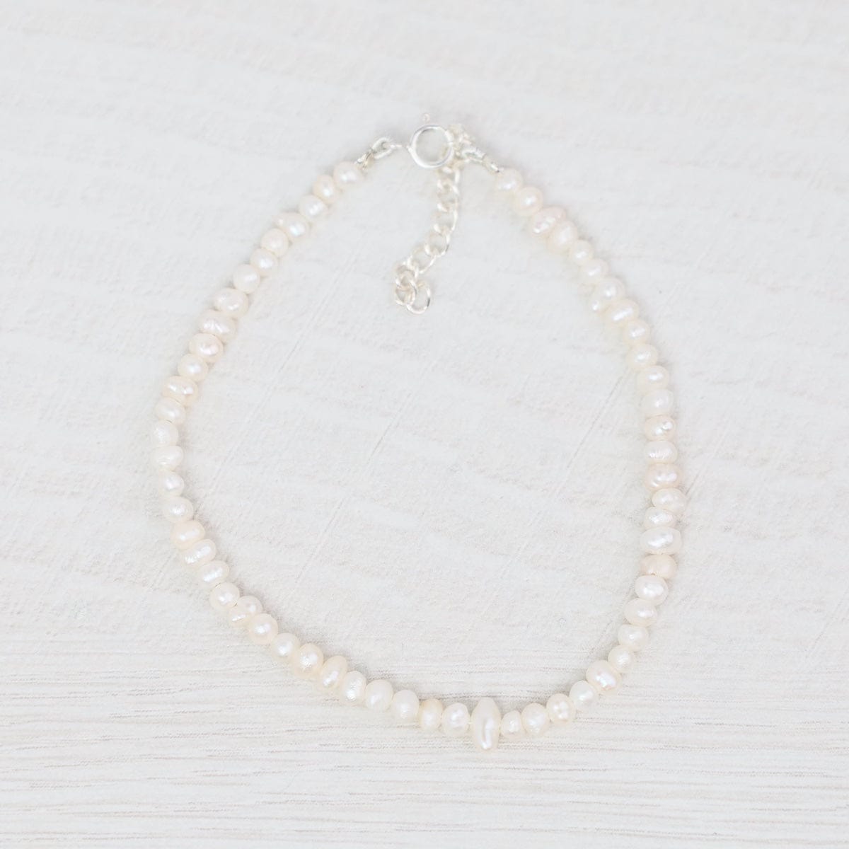 BRC 3mm Simple Stone Bracelet 7-8" - White Pearl
