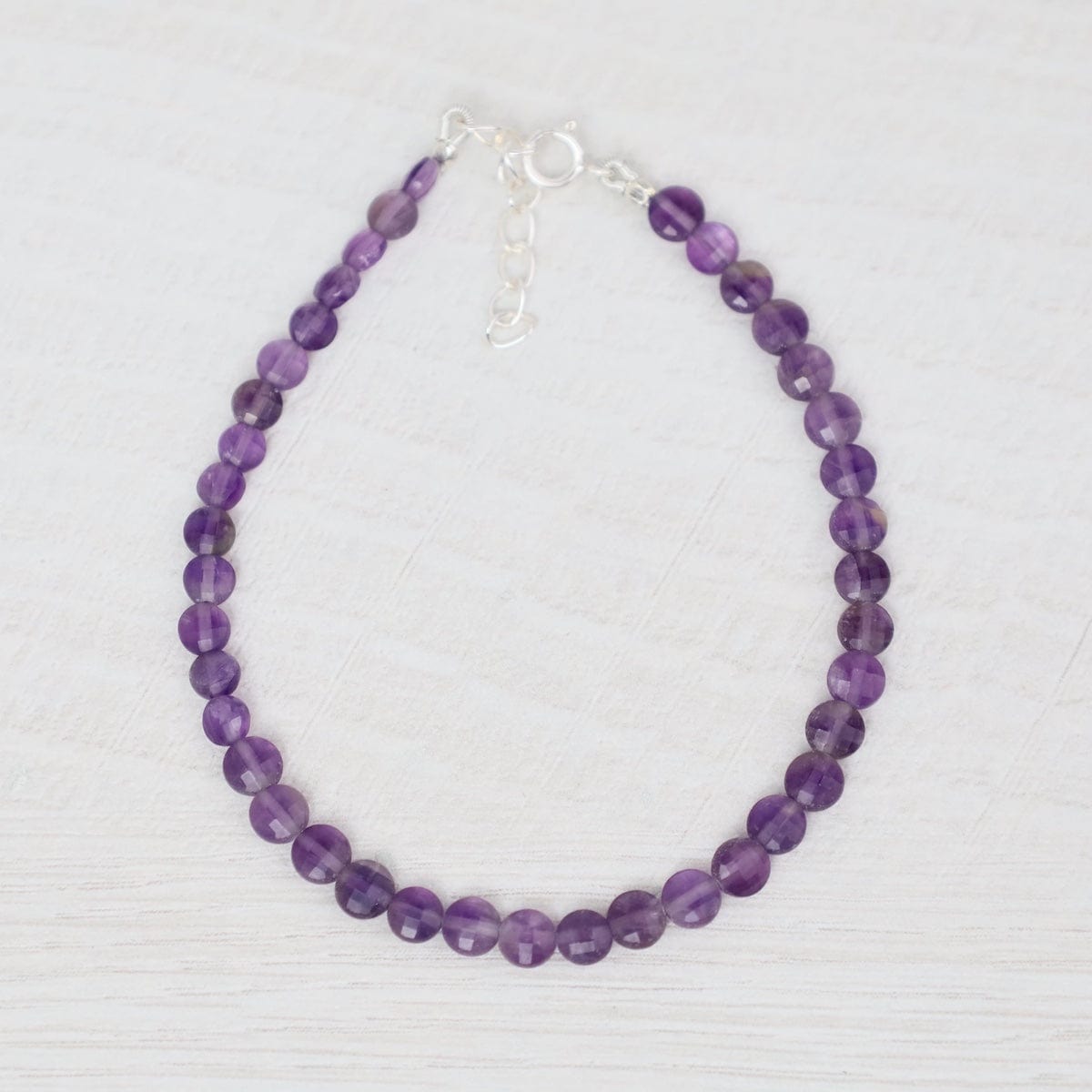 BRC 4mm Coin Simple Stone Bracelet 7-8" - Amethyst