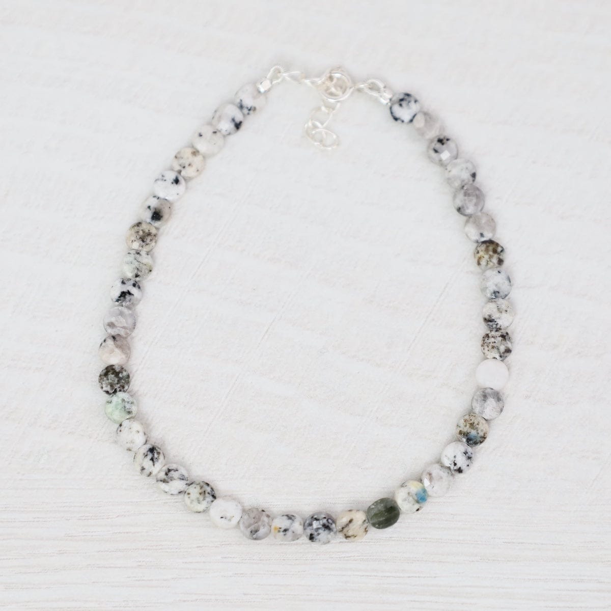 BRC 4mm Coin Simple Stone Bracelet 7-8" - Dotted Agate