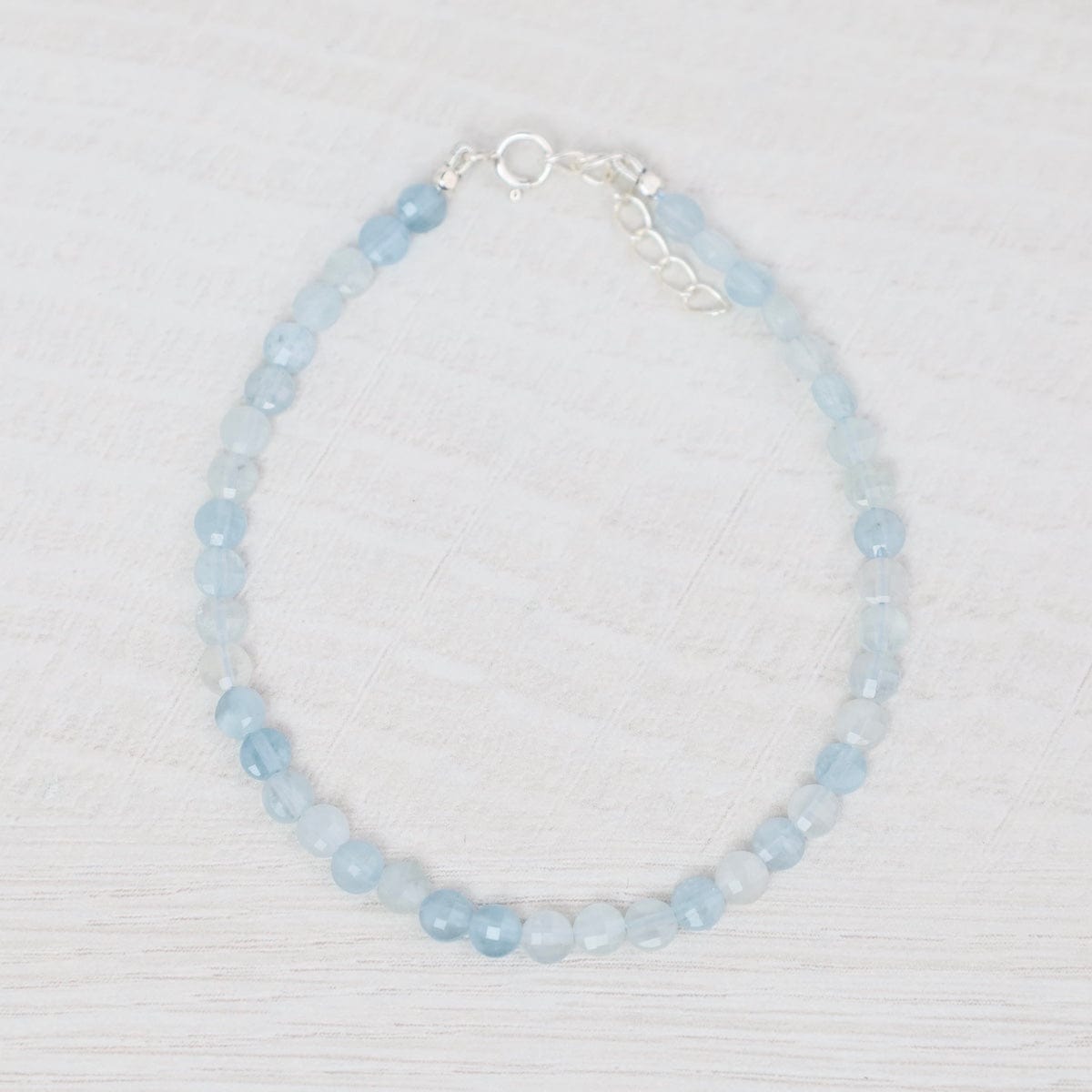 BRC 4mm Coin Simple Stone Bracelet 7-8" - Milky Aquama