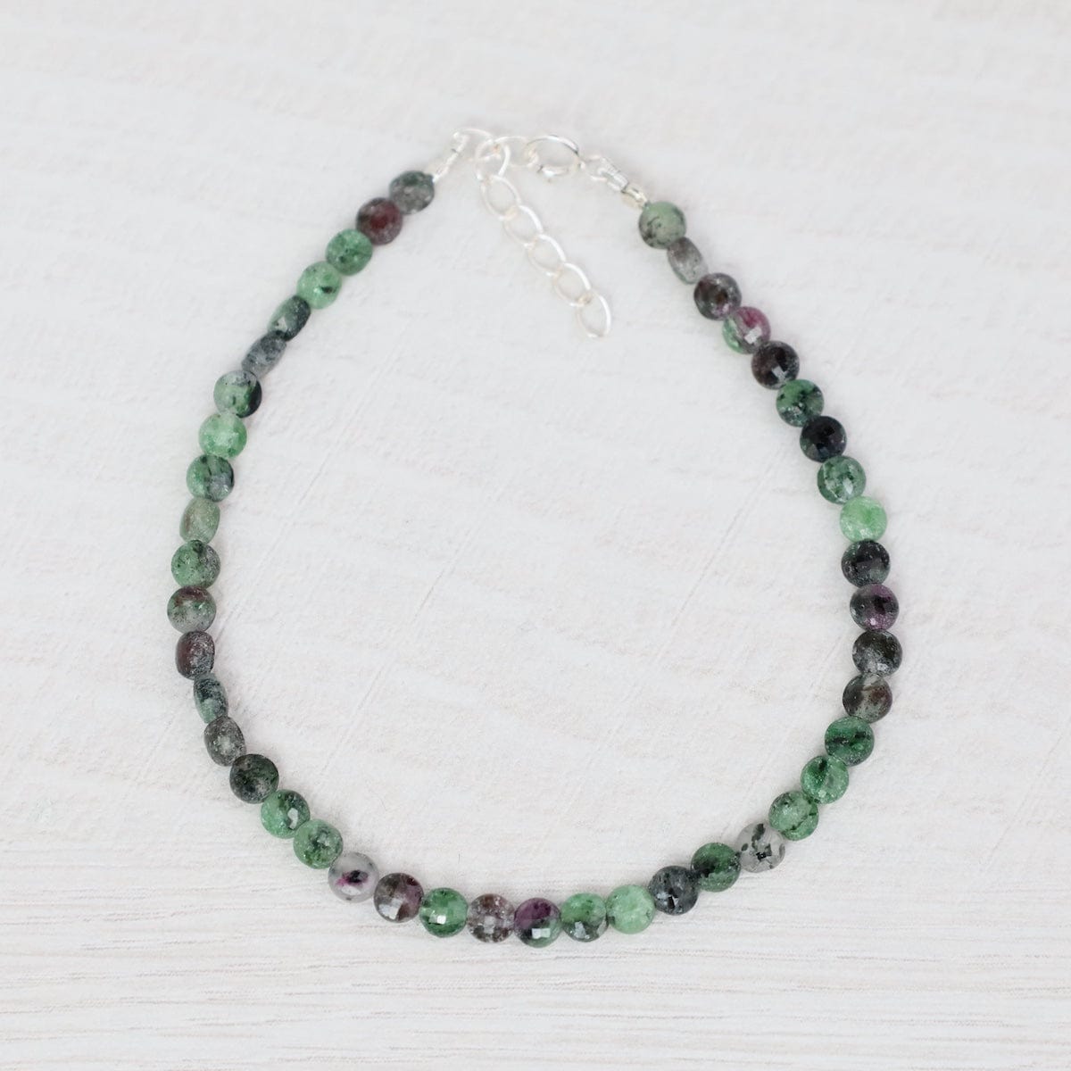 BRC 4mm Coin Simple Stone Bracelet 7-8" - Ruby Zoisite