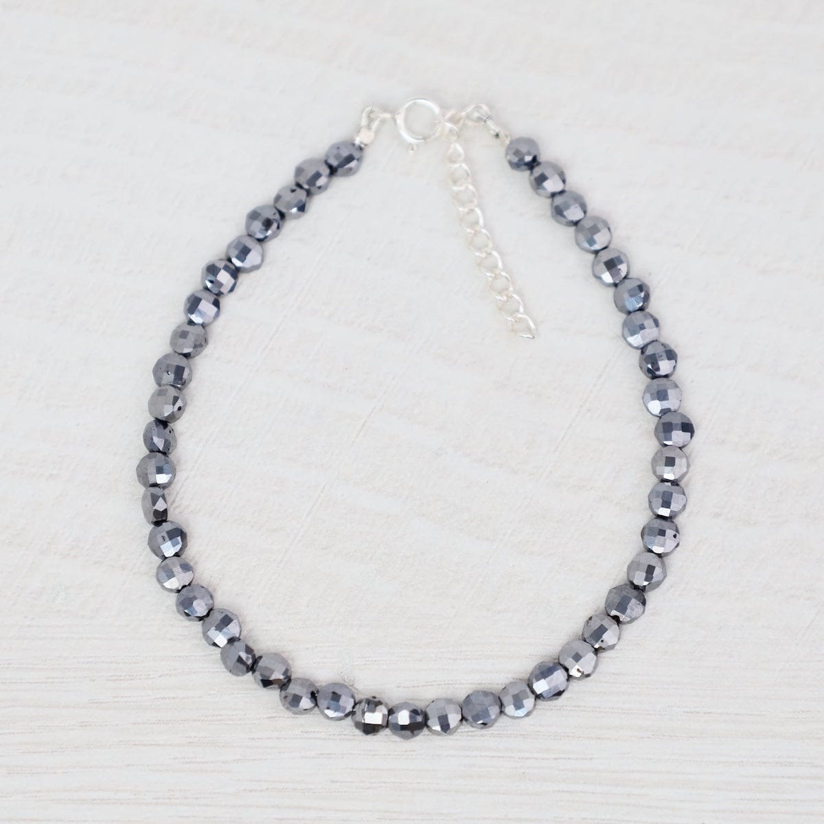 BRC 4mm Simple Stone Bracelet 7-8" - Black Spinel