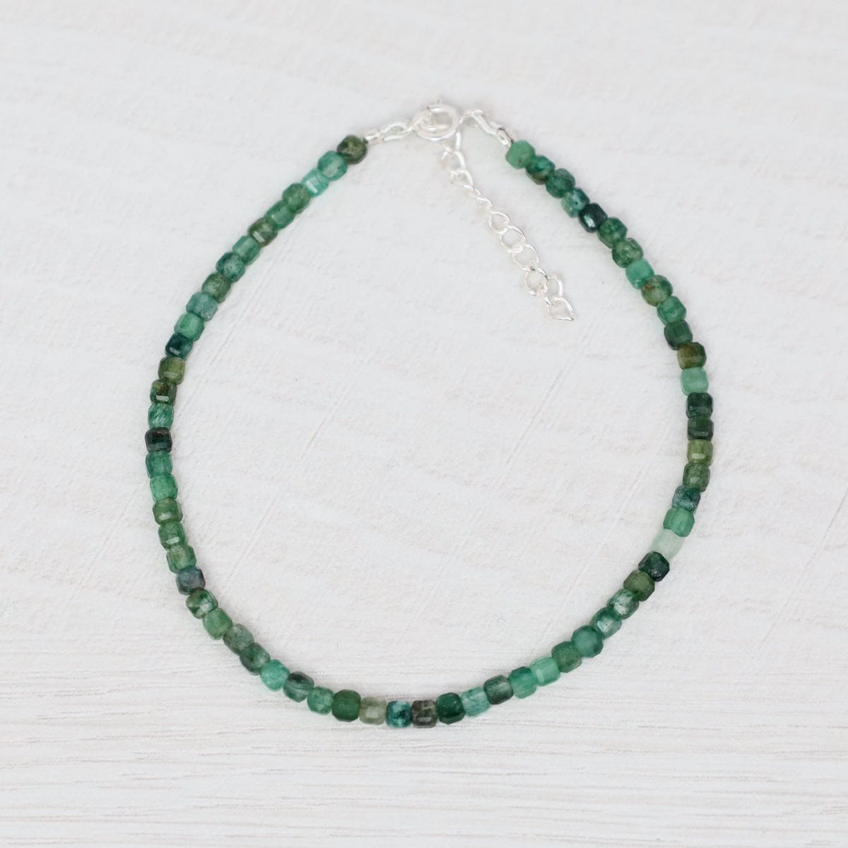 BRC 4mm Simple Stone Bracelet 7-8" - Square Green Agat