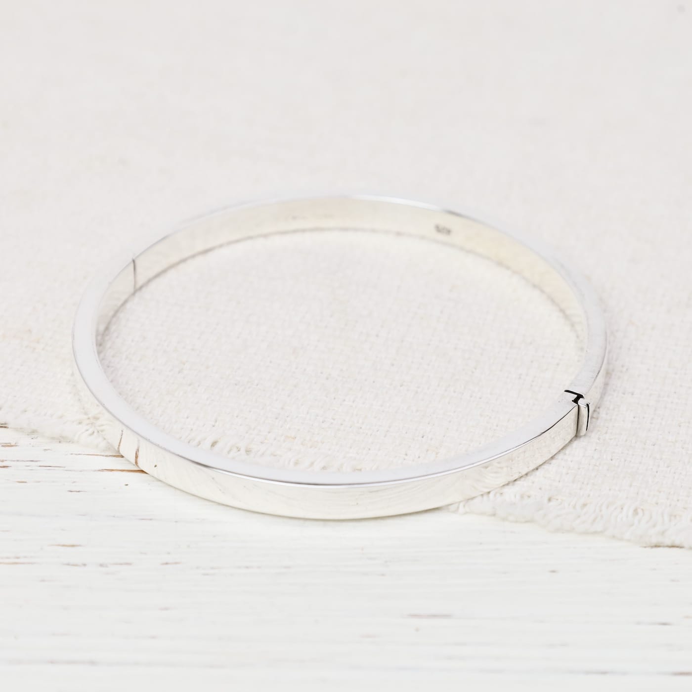 BRC 5mm Sterling Silver Hinged Bangle Bracelet