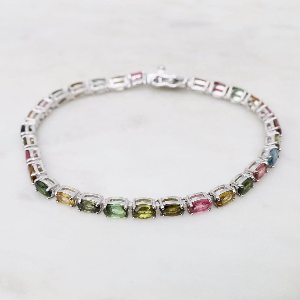 BRC 7.5" 5x3mm Oval Mixed Tourmaline Tennis Bracelet