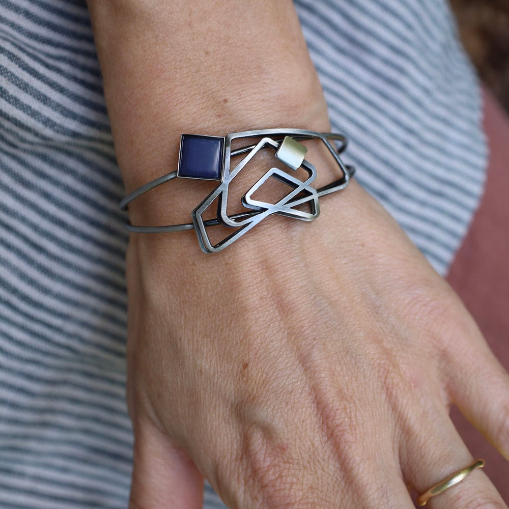 BRC-ALUM Aluminum Cuff with Brass and Purple Acrylic