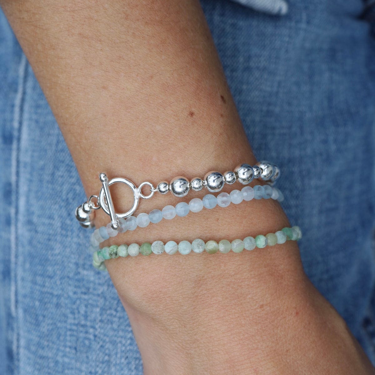 BRC Amazonite Coin Simple Stone Bracelet