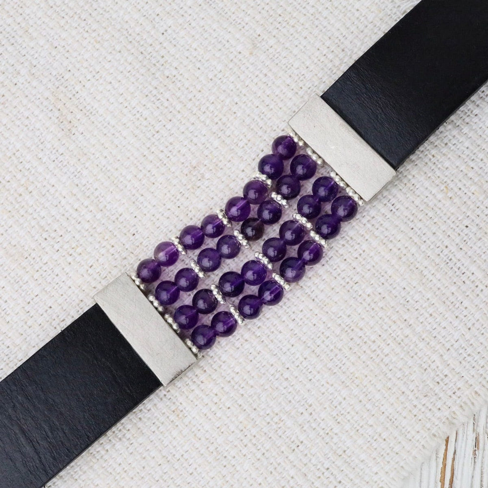 
                      
                        BRC Amethyst Black Leather Bracelet
                      
                    