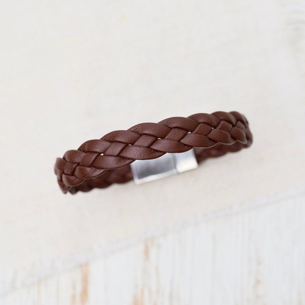 BRC Apollo Braided Brown Leather Bracelet