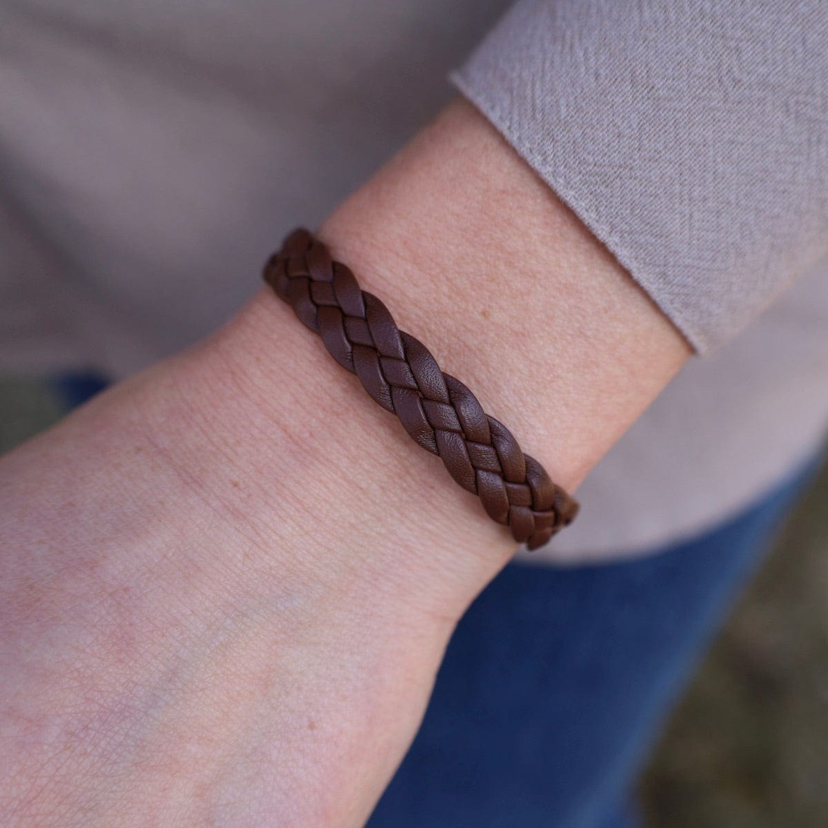 BRC Apollo Braided Brown Leather Bracelet