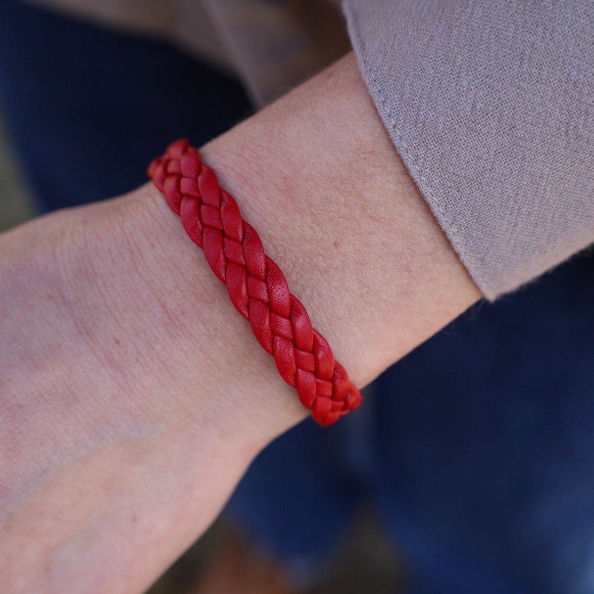 BRC Apollo Braided Red Leather Bracelet