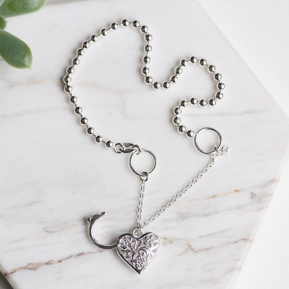 
                  
                    BRC Ball Chain Bracelet with Filagree Heart Lock
                  
                