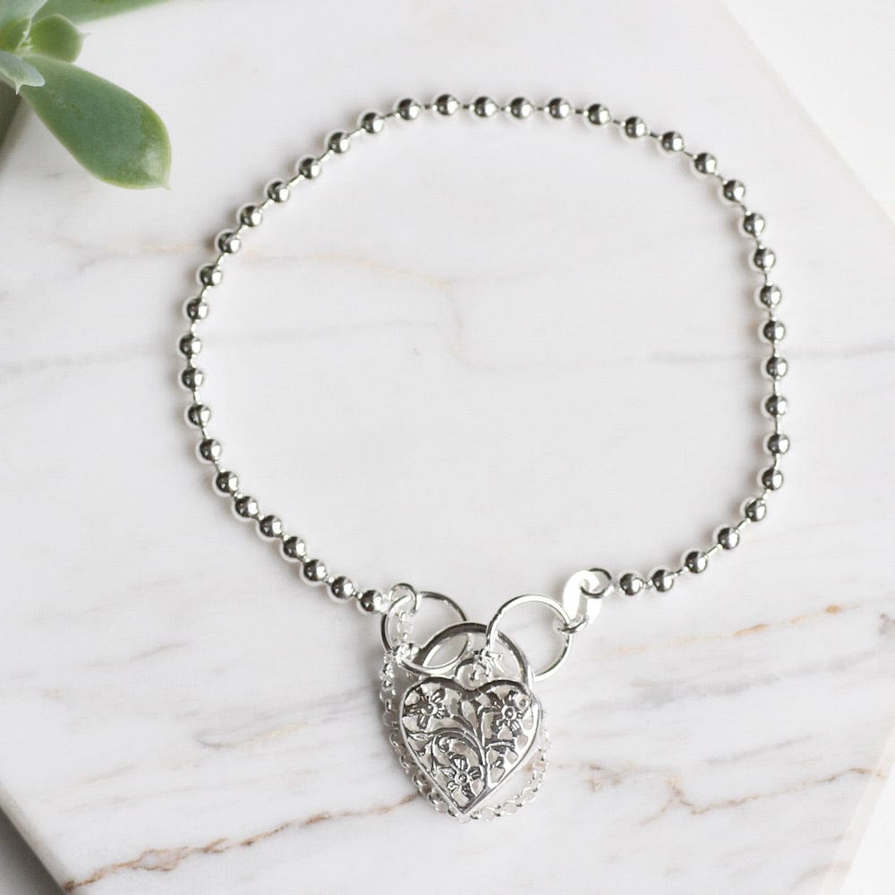 
                  
                    BRC Ball Chain Bracelet with Filagree Heart Lock
                  
                