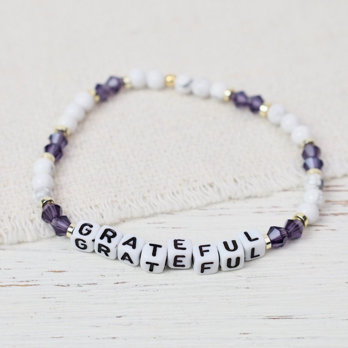 BRC Beaded Words Stretch Bracelets - Grateful