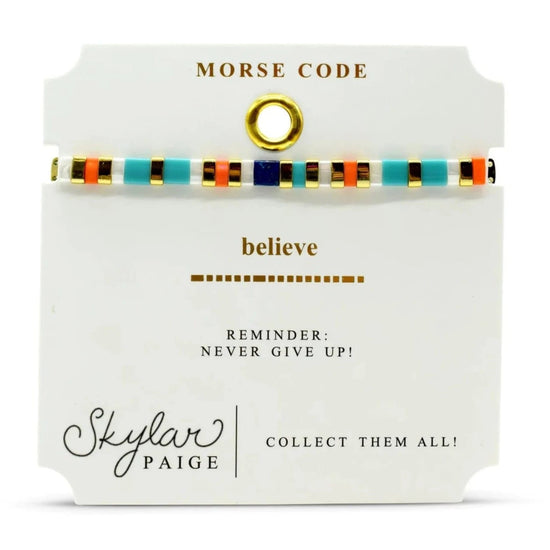 BRC Believe - Morse Code Tila Beaded Bracelet