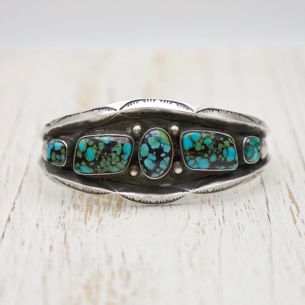 BRC Blue-Green China Mountain 5-Stone Turquoise Cuff