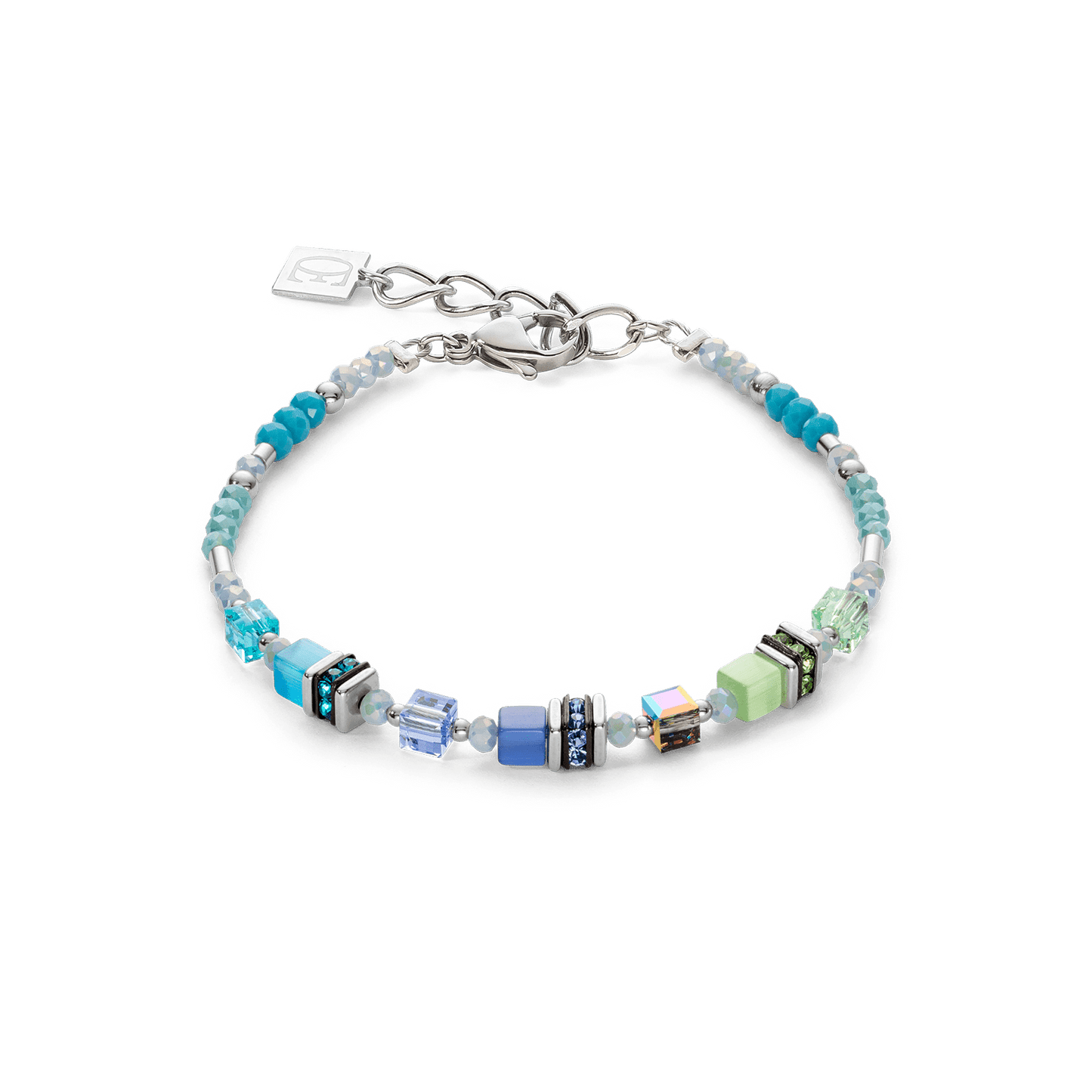 BRC Blue-Green Sparkling Cube Story Bracelet