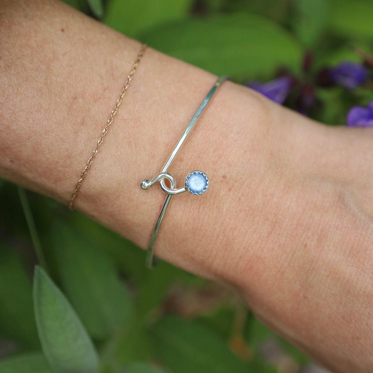 BRC Blue Topaz Dew Drop Silver Bracelet