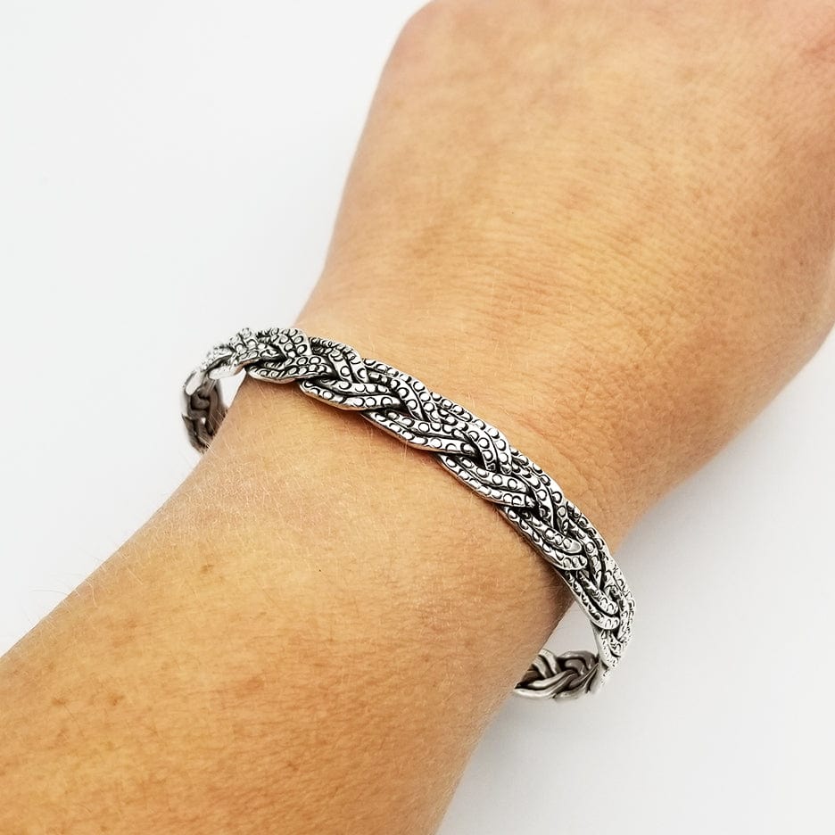Load image into Gallery viewer, BRC BRAIDED CUFF WITH TINY CIRCLE STAMPS

