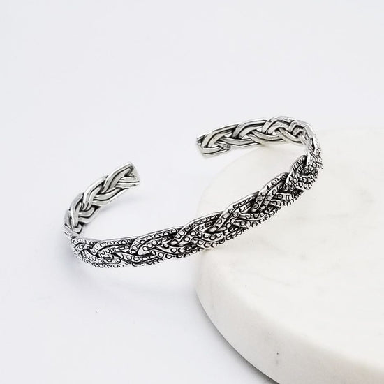 Load image into Gallery viewer, BRC BRAIDED CUFF WITH TINY CIRCLE STAMPS

