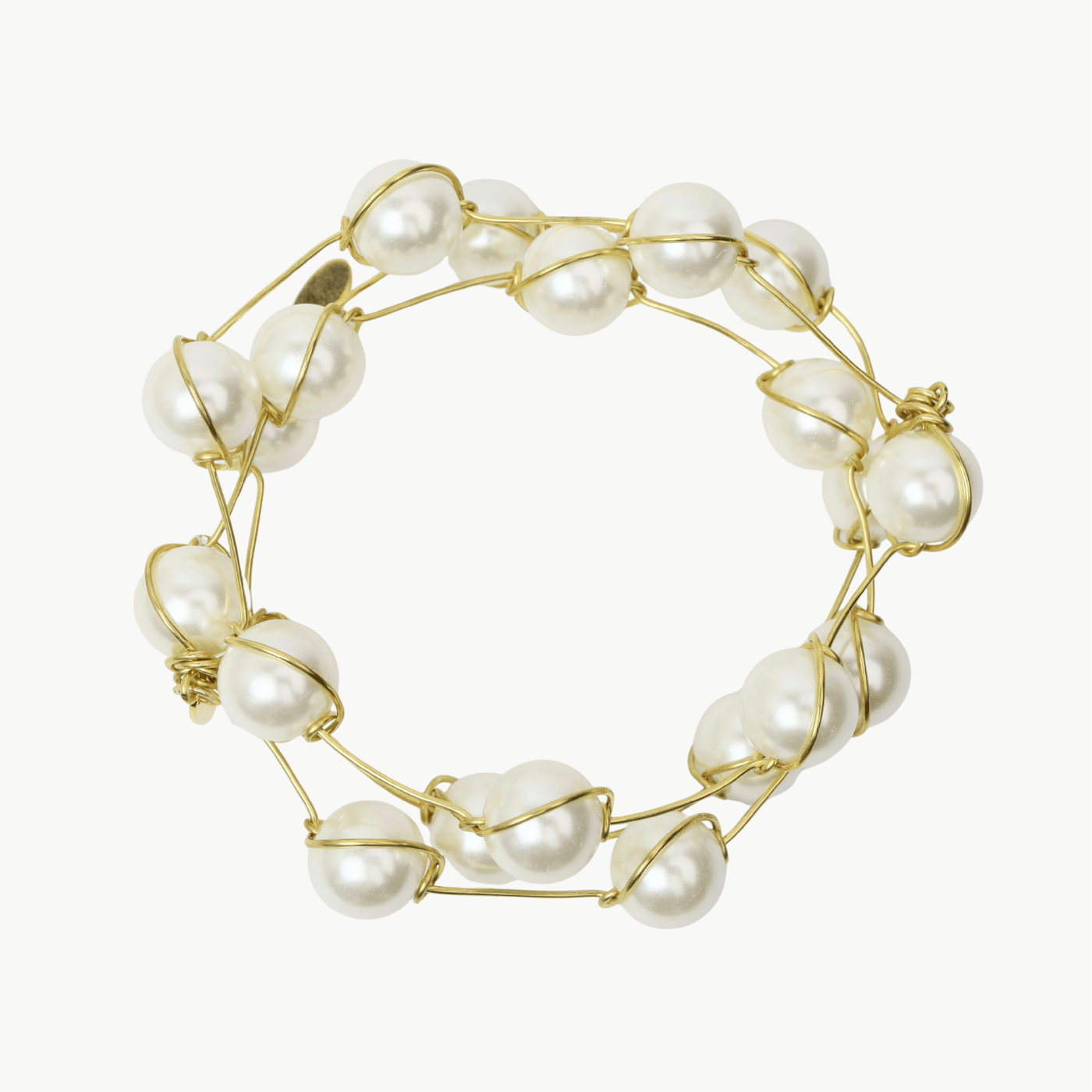 BRC-BRASS 12mm Glass Pearl Signature Bangles - Stack of 3 -