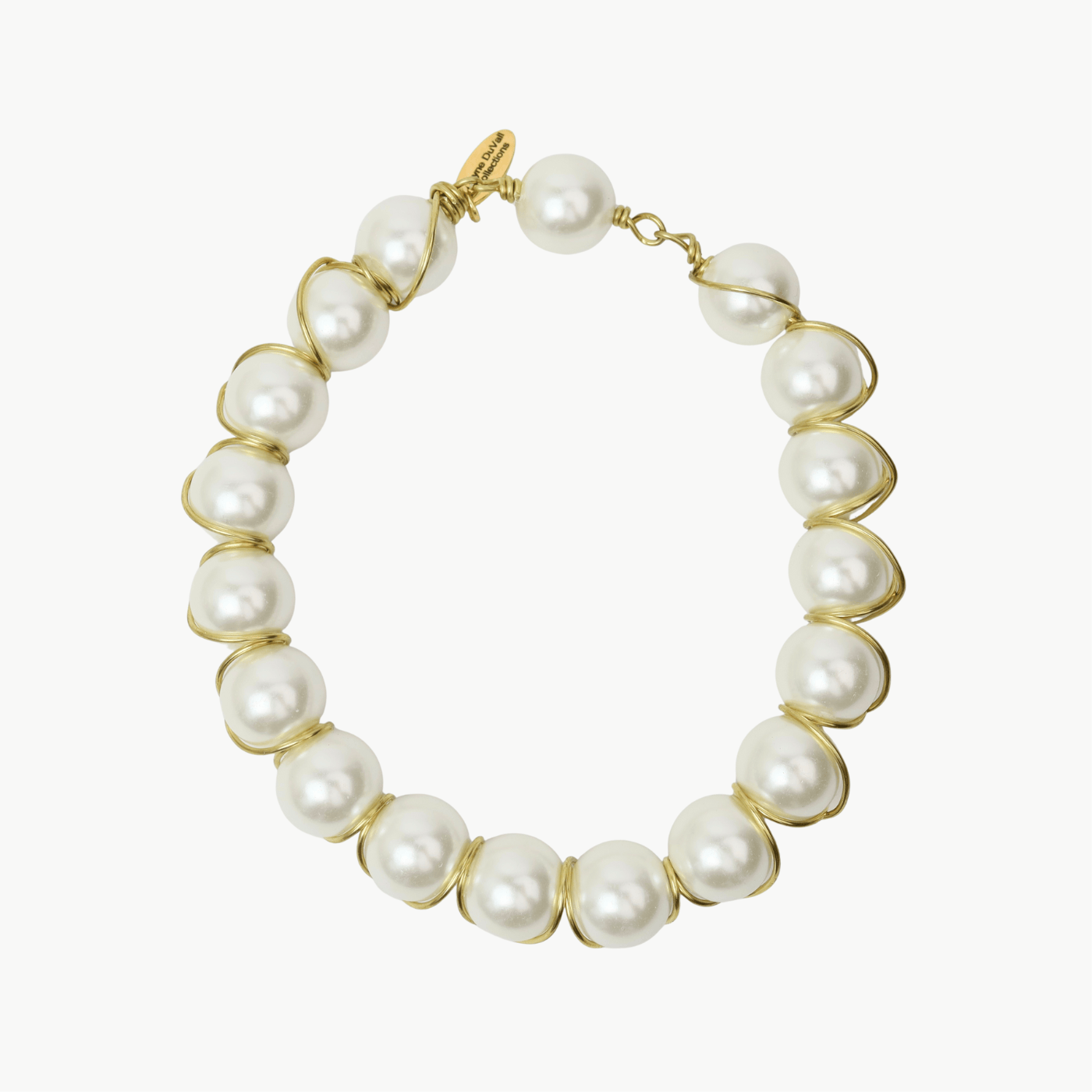 BRC-BRASS 12mm Glass Pearl Signature "X" Bangle - Shiny Bras