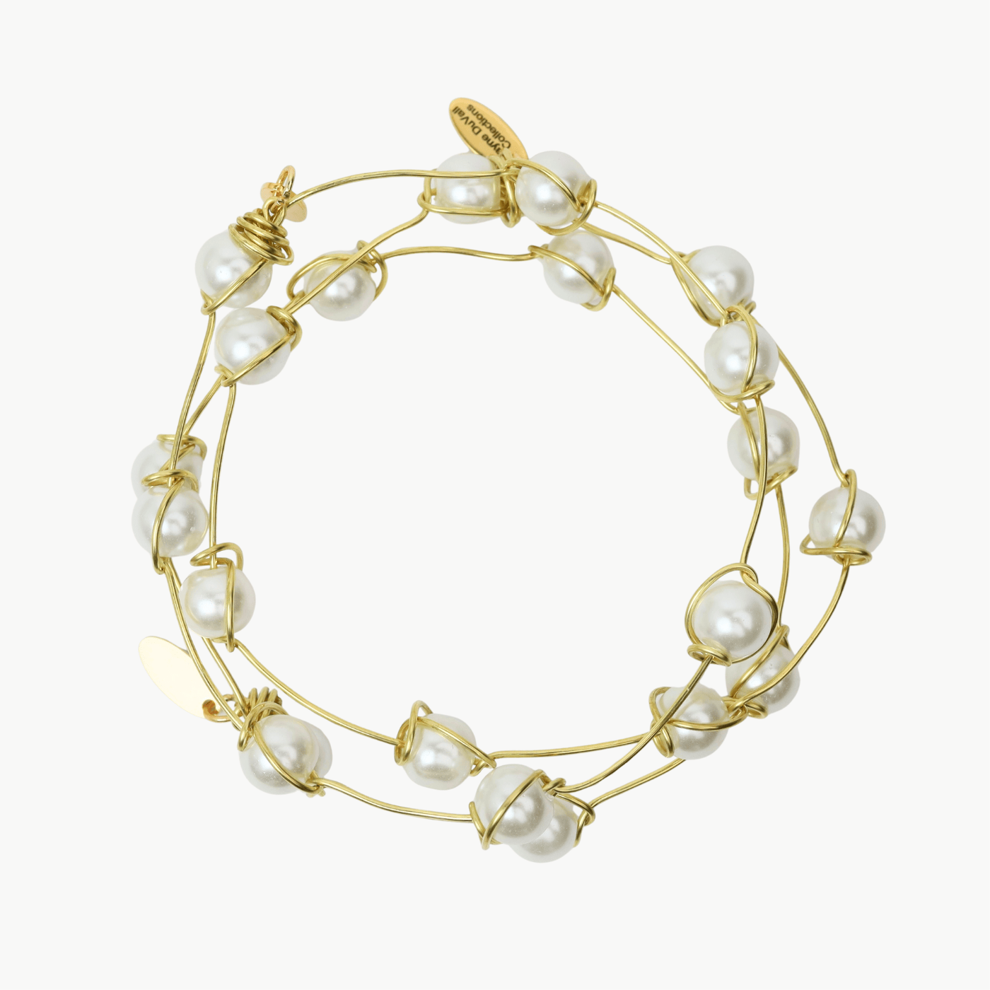 BRC-BRASS 8mm Glass Pearl Signature Bangles - Stack of 3 - S