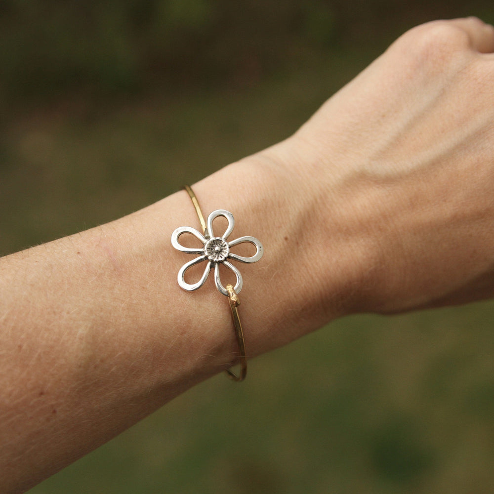 
                      
                        BRC-BRASS Brass Bracelet With Silver Flower
                      
                    