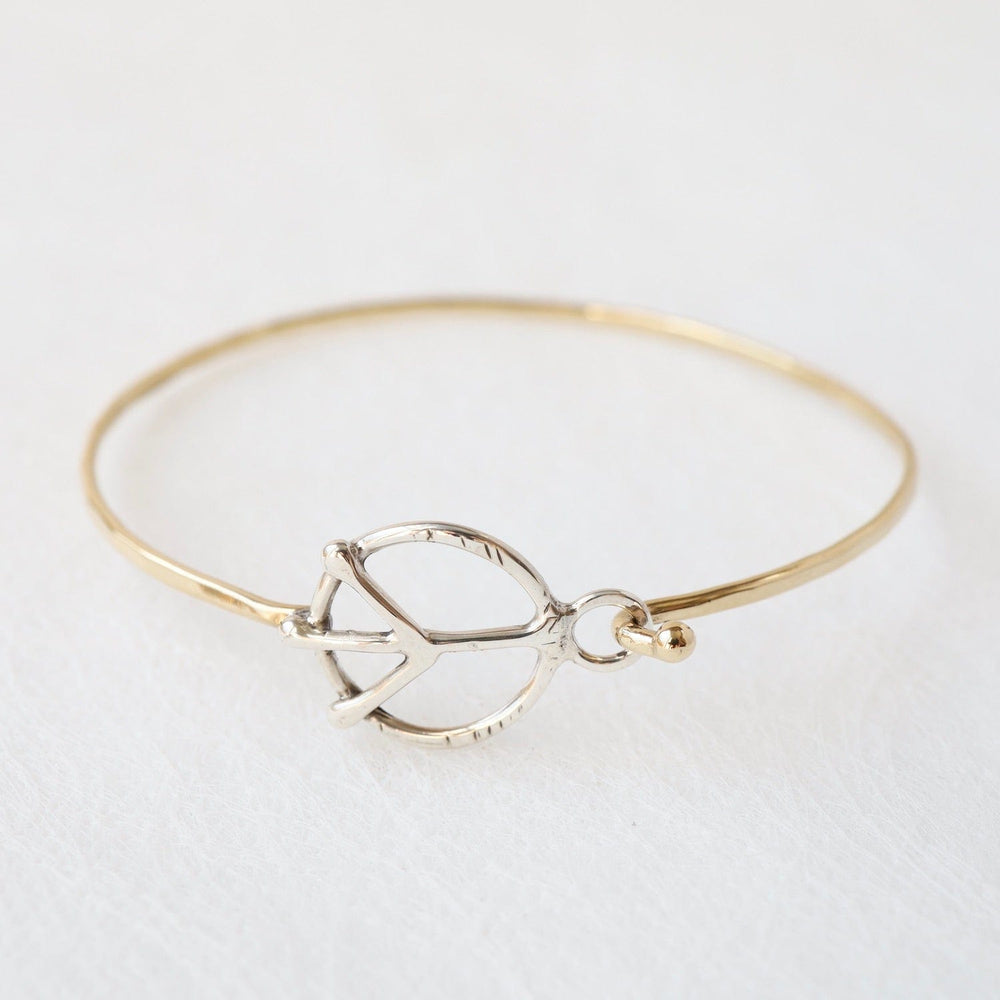 BRC-BRASS Brass Bracelet with Silver Peace Symbol