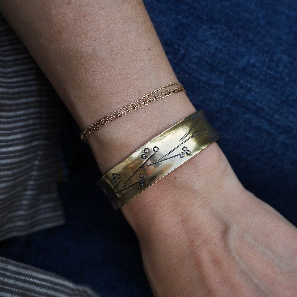 BRC-BRASS Cherry Blossom Cuff Bracelet