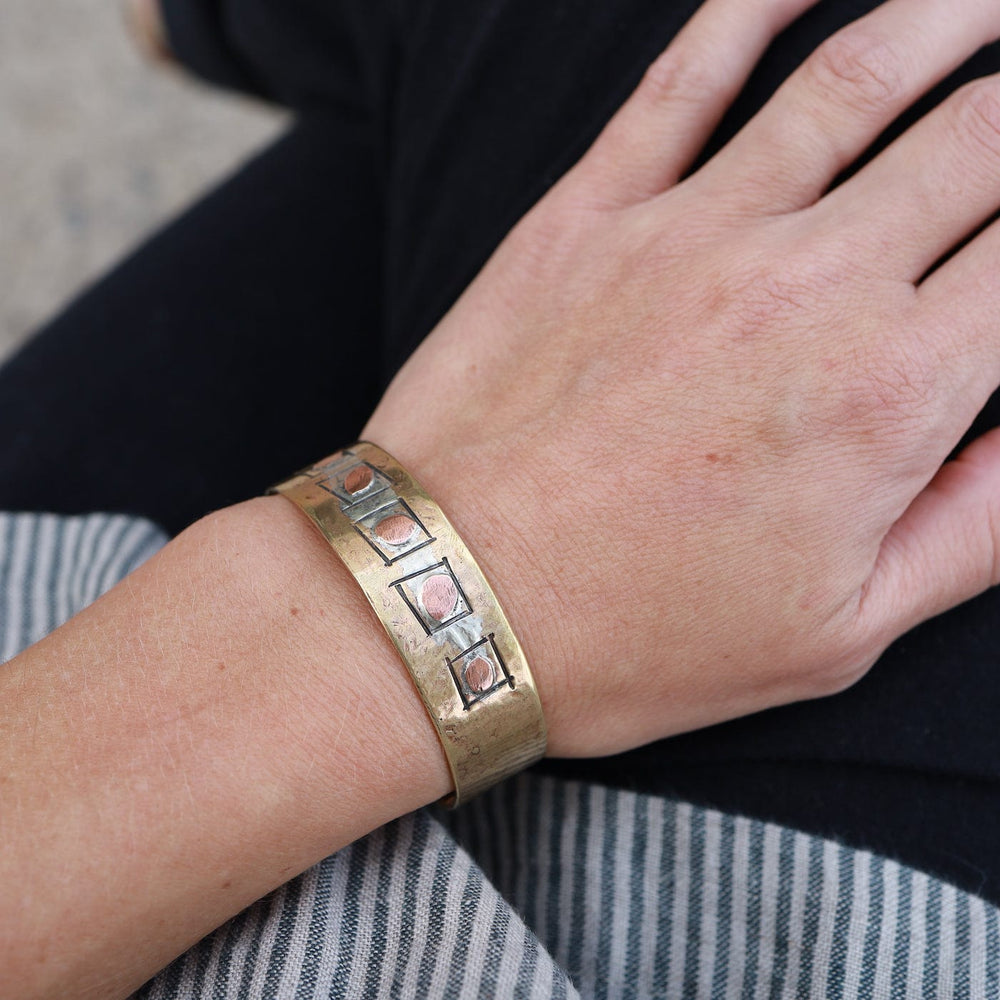 
                  
                    BRC-BRASS Copper Dots & Squares Brass Cuff Bracelet
                  
                