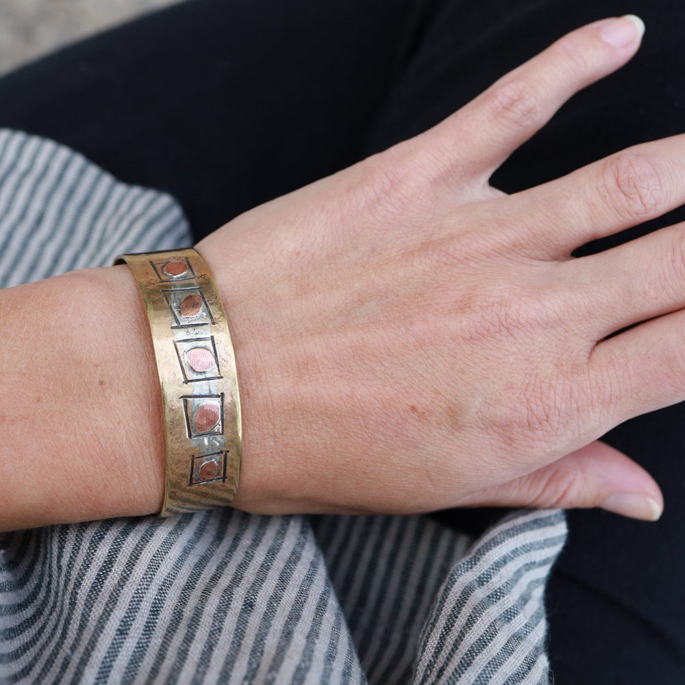 
                  
                    BRC-BRASS Copper Dots & Squares Brass Cuff Bracelet
                  
                