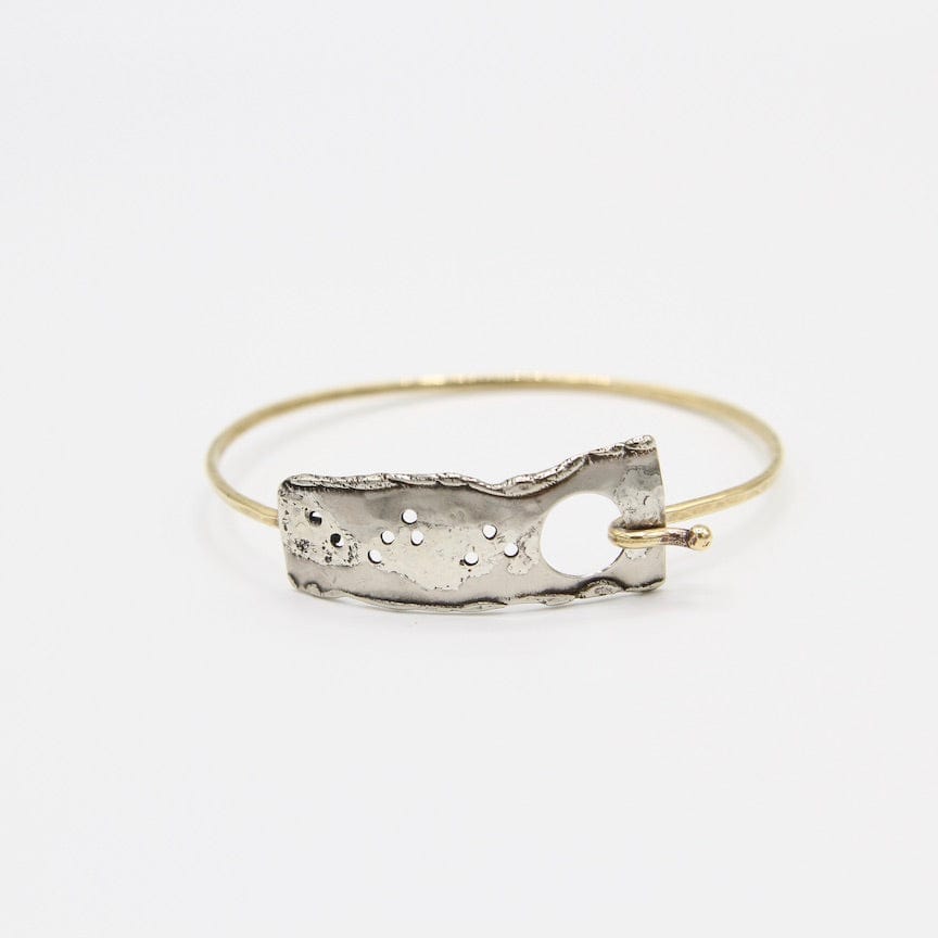 
                  
                    BRC Brass Hook Bangle with Sterling Silver Reticulated Rectangle
                  
                