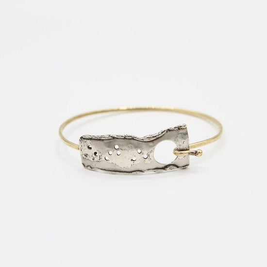 BRC Brass Hook Bangle with Sterling Silver Reticulated Rectangle