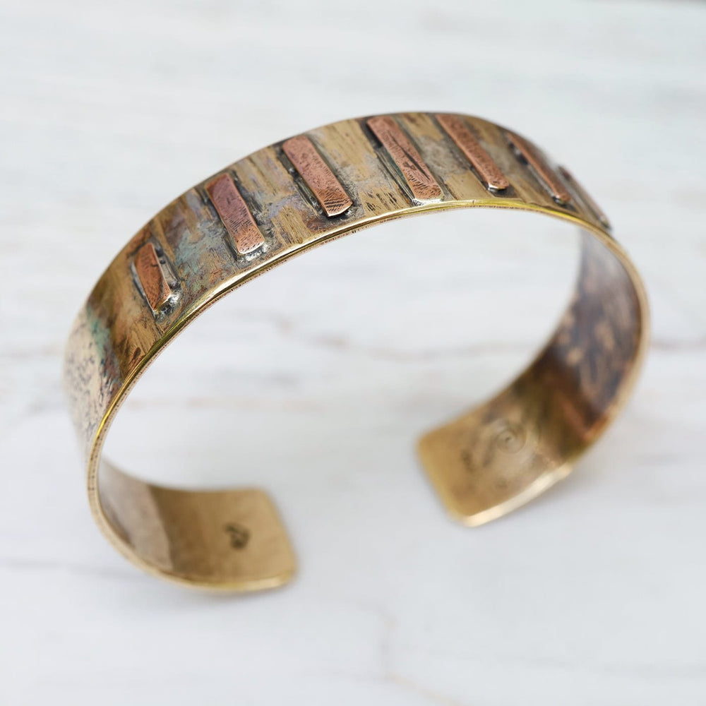 BRC-BRASS Lined Mixed Metal Cuff Bracelet