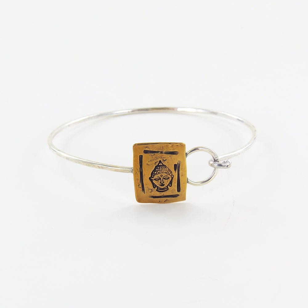 BRC-BRASS Silver Bracelet with Brass Buddha